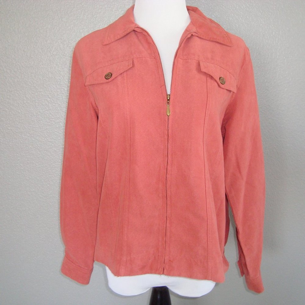 Alfred Dunner Zip Front Suede Feel Lite Weight Rust Color Jacket sz 6P